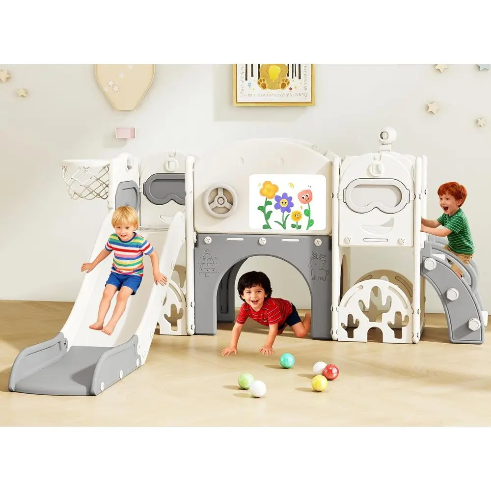 All-in-One Toddler Slide Playset: Indoor Playground with Golf, Dining Set, Basketball for Ages 1-3
All-in-One Toddler Slide Playset: Indoor Playground with Golf, Dining Set, Basketball for Ages 1-3