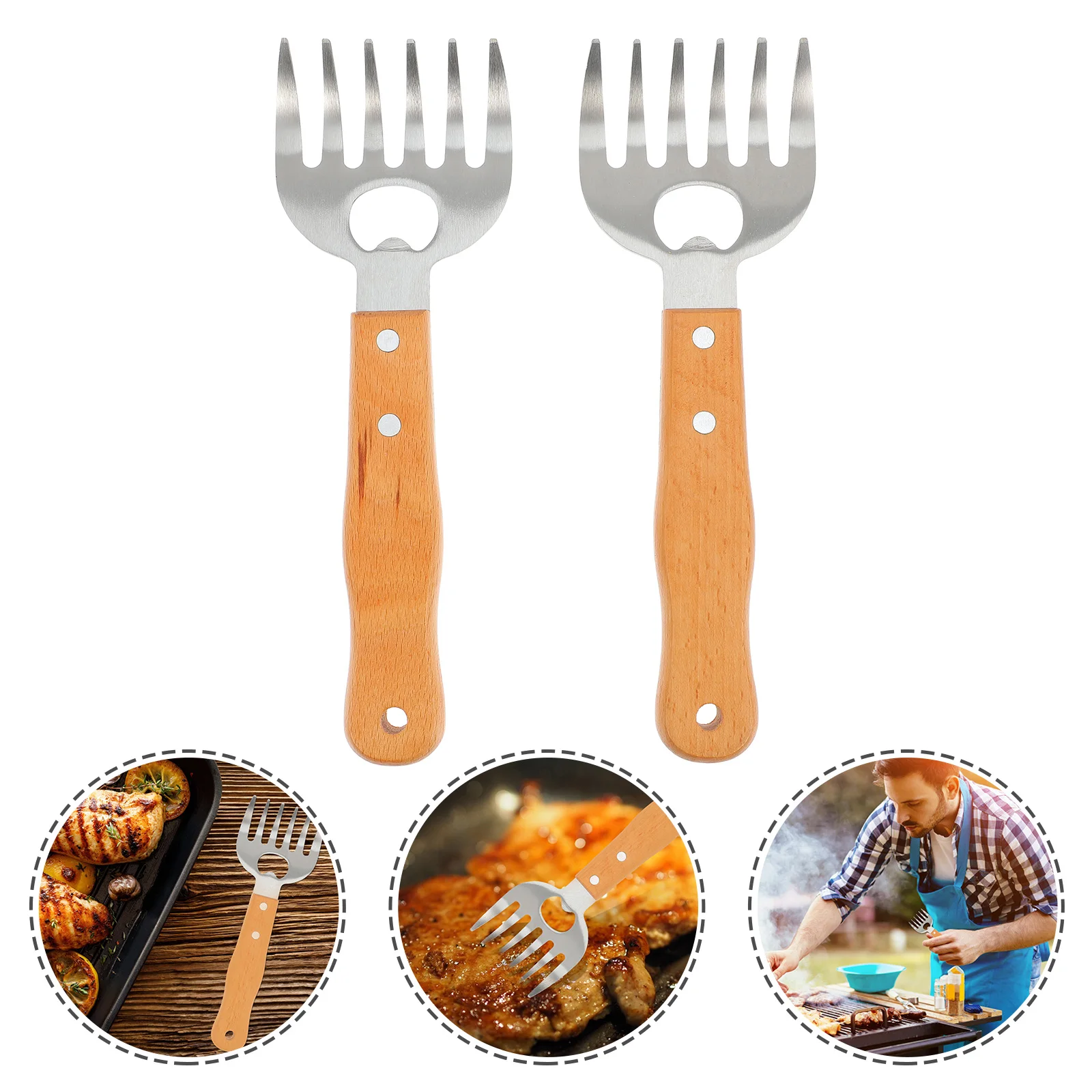 2Pcs Metal Meat Claws with Long Wooden Handle for Safe and Comfortable Shredding of Pork Beef
2Pcs Metal Meat Claws with Long Wooden Handle for Safe and Comfortable Shredding of Pork Beef