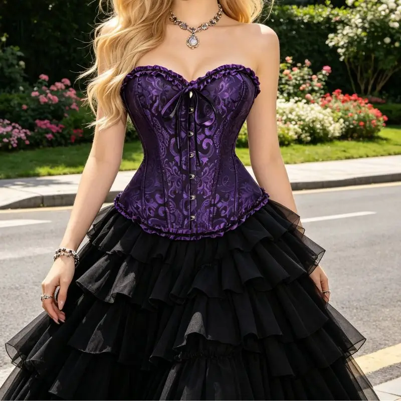 Women's Fashionable Court-Style Dress with Back-Buckle Detail Slimming Waist Plunging Neckline Black And Purple Tight Fit
Women's Fashionable Court-Style Dress with Back-Buckle Detail Slimming Waist Plunging Neckline Black And Purple Tight Fit
