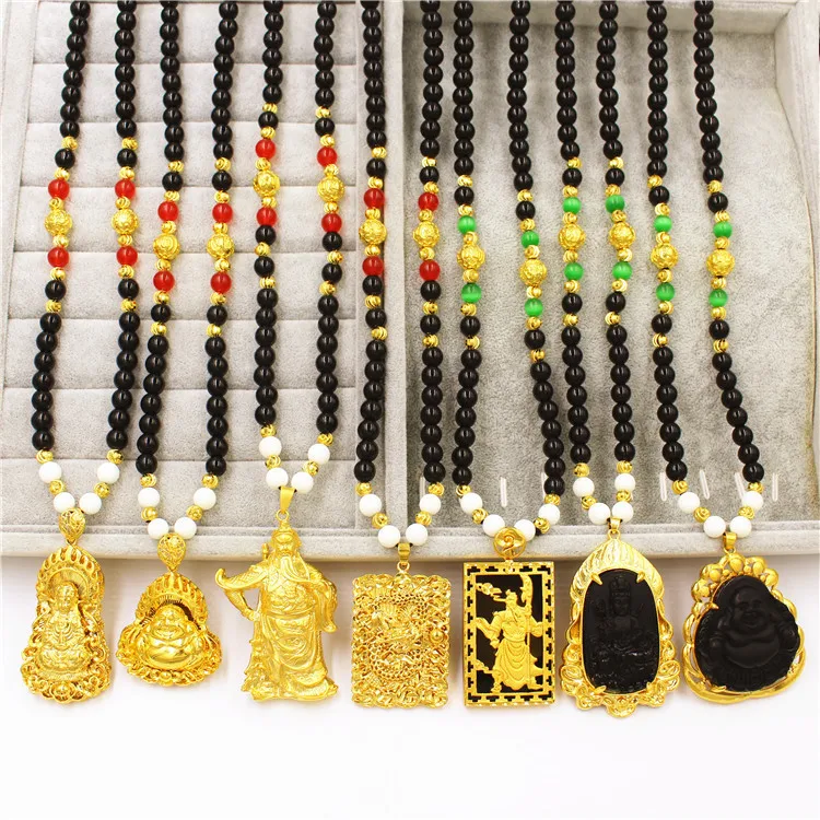 Domineering luxury versatile luck 9999 24K Real Gold Buddhist bead obsidian men's pendant necklace thick gold fashion
Domineering luxury versatile luck 9999 24K Real Gold Buddhist bead obsidian men's pendant necklace thick gold fashion