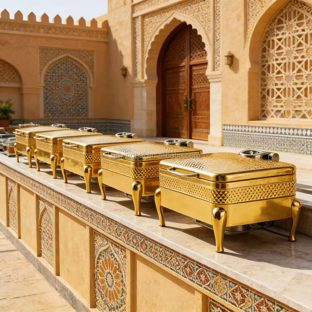 XINGPAI Kitchen Equipment Arabic Chafing Dish Hammered Luxury Gold Chaffing Dishes For Catering
XINGPAI Kitchen Equipment Arabic Chafing Dish Hammered Luxury Gold Chaffing Dishes For Catering
