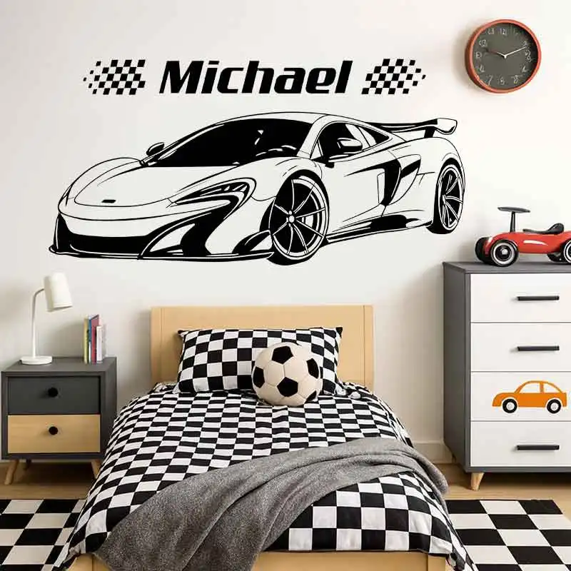 Custom Racing Car Wall Decal Personalized Kids Name Sticker Sports Car Wall Art for Boys Bedroom Nursery Playroom Decor Q178
Custom Racing Car Wall Decal Personalized Kids Name Sticker Sports Car Wall Art for Boys Bedroom Nursery Playroom Decor Q178