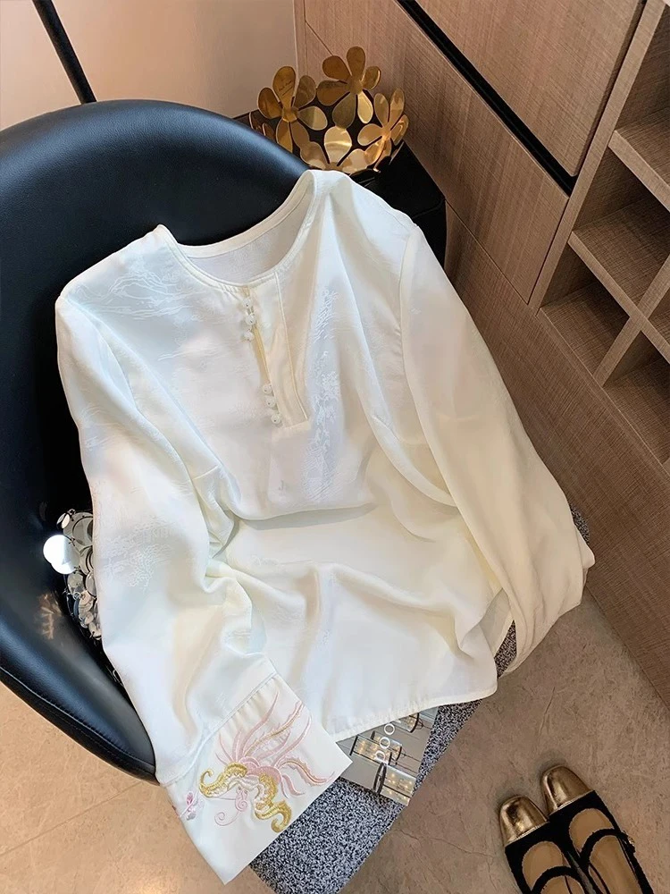 Новый китайский атласный топ с вышивкой Sle Long Sve, женский дышащий весенне-осенний универсальный топ для похудения в национальном стиле
Новый китайский атласный топ с вышивкой Sle Long Sve, женский дышащий весенне-осенний универсальный топ для похудения в национальном стиле