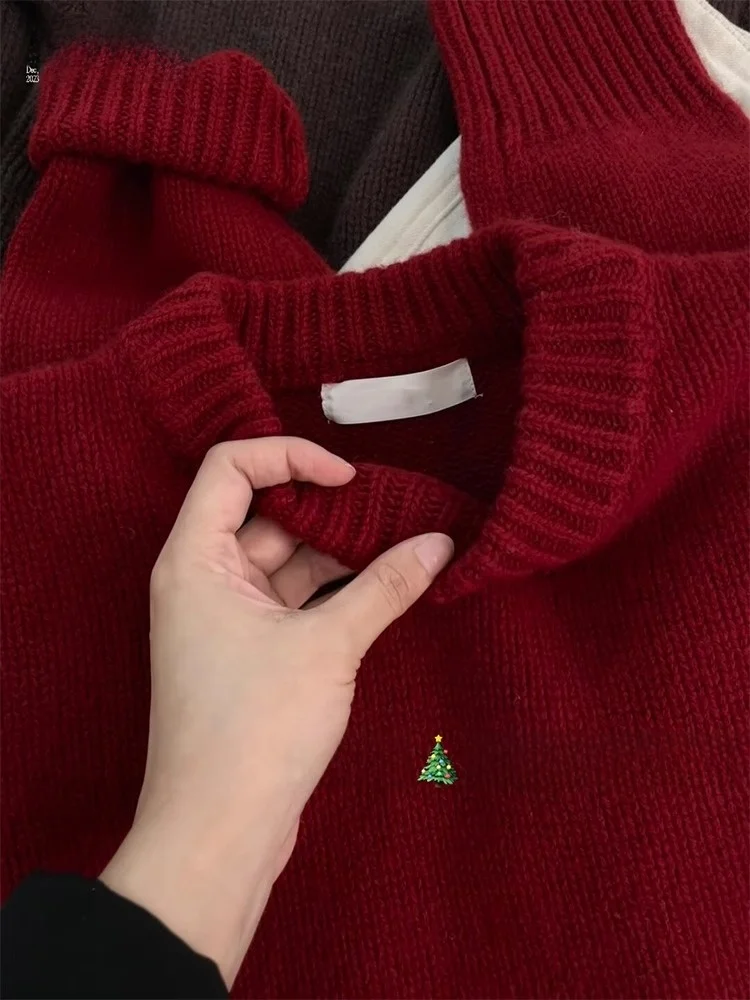 Red Knitted Wool Sweater round Neck Pullover Christmas New Year High End Atmosphere Super Beautiful Women's Autumn Winter Top
Red Knitted Wool Sweater round Neck Pullover Christmas New Year High End Atmosphere Super Beautiful Women's Autumn Winter Top
