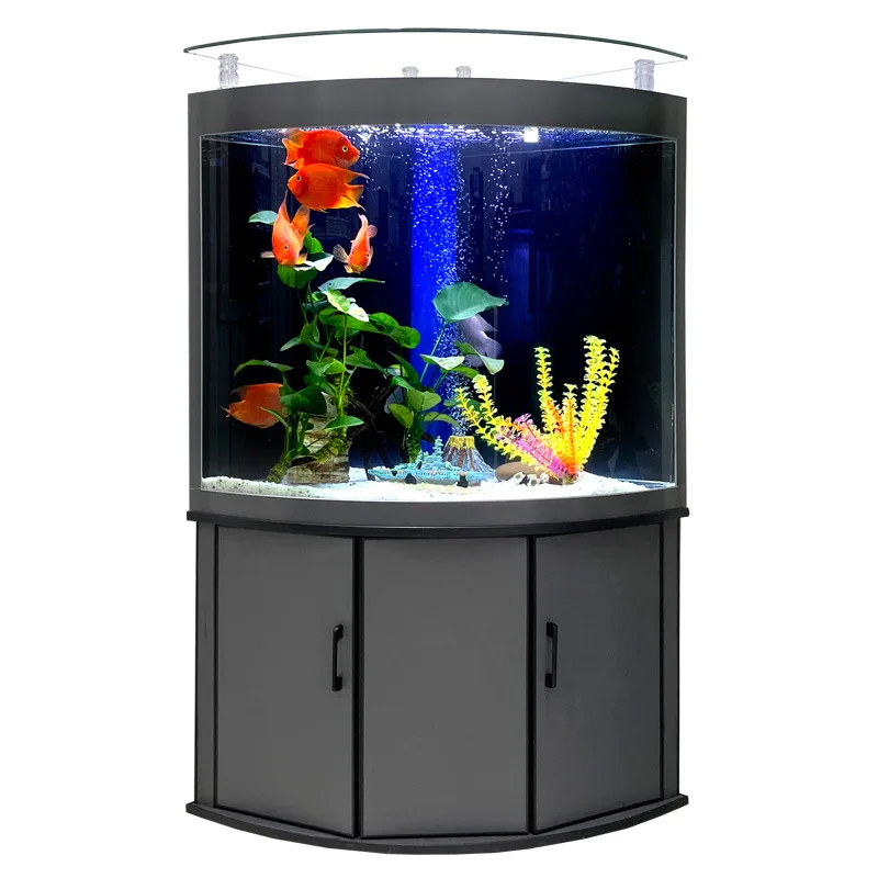Fan-shaped fish tank, curved living room, household against the bottom of the wall
Fan-shaped fish tank, curved living room, household against the bottom of the wall