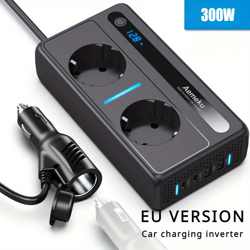 300W Car Inverter DC12V/24V to 230V AC with European Socket, PD Fast Charging & USB Ports (CE Certified)
300W Car Inverter DC12V/24V to 230V AC with European Socket, PD Fast Charging & USB Ports (CE Certified)