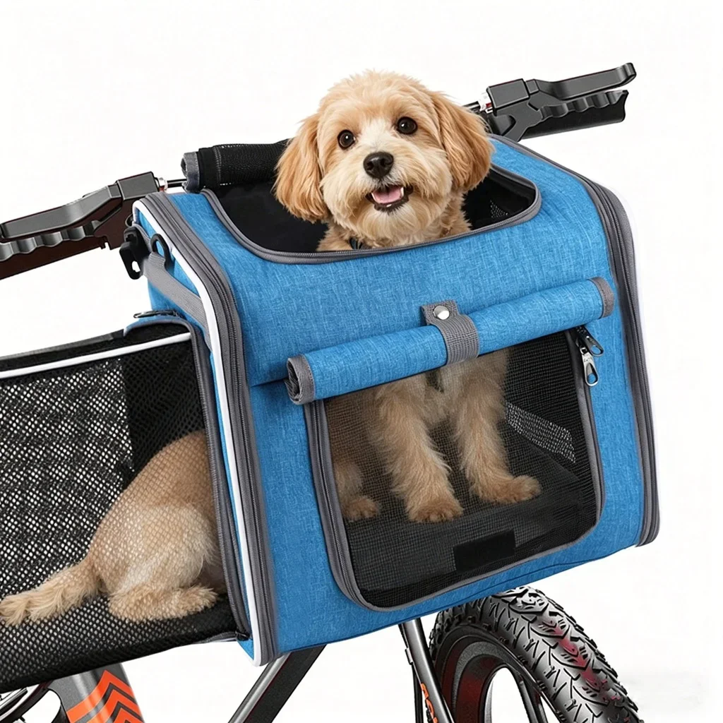 Dog or Cat Bike Basket Expandable Foldable Soft Sided Pet Carrier Backpack with 4 Open Doors, Foldable Dog Cat Bike Carrier
Dog or Cat Bike Basket Expandable Foldable Soft Sided Pet Carrier Backpack with 4 Open Doors, Foldable Dog Cat Bike Carrier