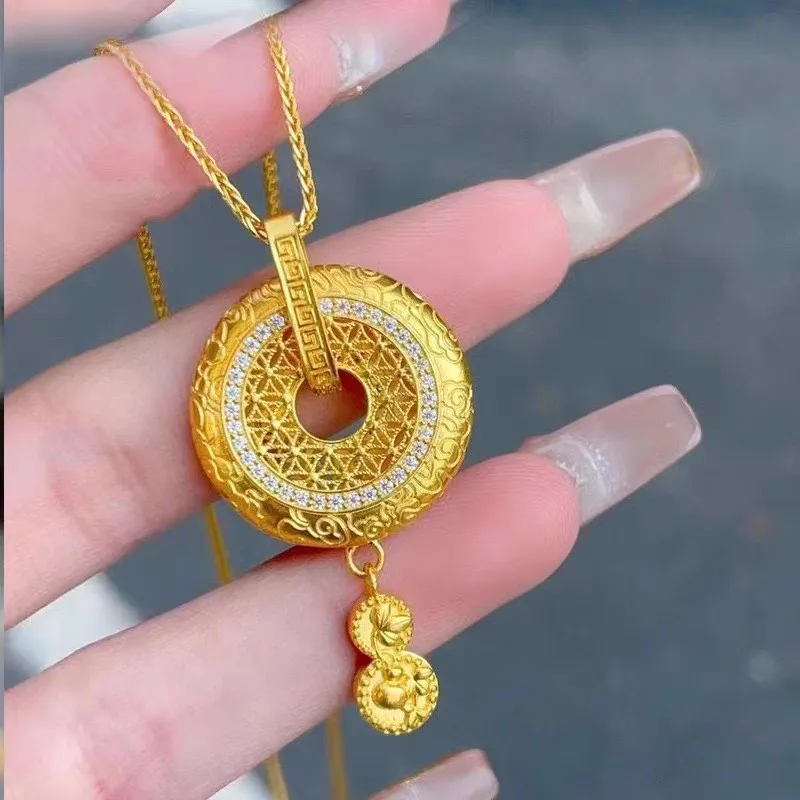 Luxury 24K 9999 Pure Gold real gold Women's Gold Shop Same Point Drill Ping An Buckle Fulu Pendant Necklace
Luxury 24K 9999 Pure Gold real gold Women's Gold Shop Same Point Drill Ping An Buckle Fulu Pendant Necklace