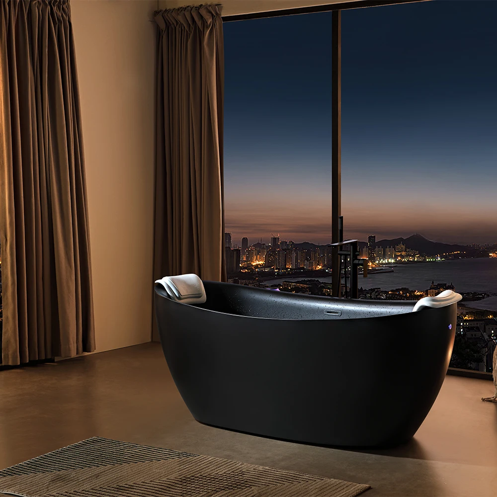Modern Bathroom Free Standing Black Acrylic Bathtub Adult Bath Tub with Drainer and Overflow
Modern Bathroom Free Standing Black Acrylic Bathtub Adult Bath Tub with Drainer and Overflow