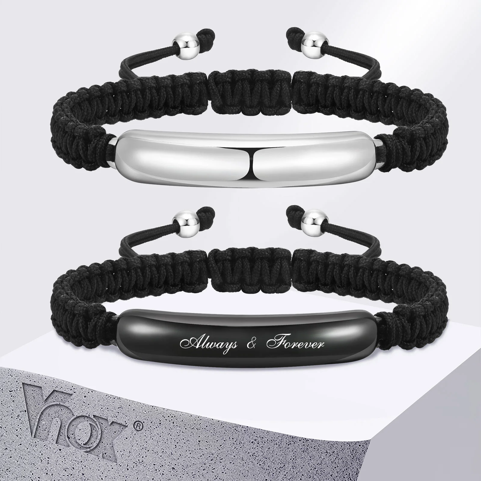 Vnox Free Engraving Mens Bracelets, Adjustable Black Handmade Braided Rope Bracelet,Curved Steel Bangle,Custom Father's Day Gfit
Vnox Free Engraving Mens Bracelets, Adjustable Black Handmade Braided Rope Bracelet,Curved Steel Bangle,Custom Father's Day Gfit