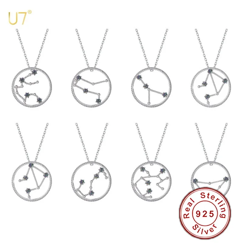 U7 925 Sterling Silver Zodiac Necklaces for Woman Round Rainbow Topaz Constellation Jewelry Birthday Gift for Her QC24
U7 925 Sterling Silver Zodiac Necklaces for Woman Round Rainbow Topaz Constellation Jewelry Birthday Gift for Her QC24