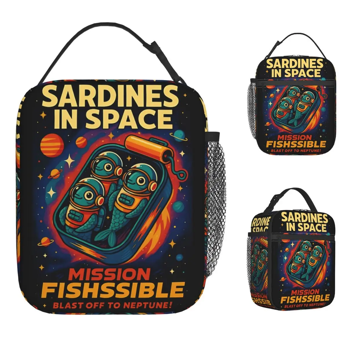 Sardines In Space Lunch Bag Travel Lunch Box For Unisex Leisure Print Thermal Lunch Bags Oxford Portable Cooler Bag
Sardines In Space Lunch Bag Travel Lunch Box For Unisex Leisure Print Thermal Lunch Bags Oxford Portable Cooler Bag
