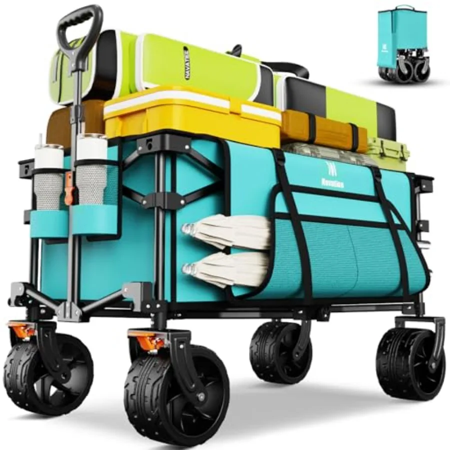Beach and camping utility wagon: heavy-duty collapsible blue wagon with silent all-terrain wheels side pocket and brakes for gr
Beach and camping utility wagon: heavy-duty collapsible blue wagon with silent all-terrain wheels side pocket and brakes for gr