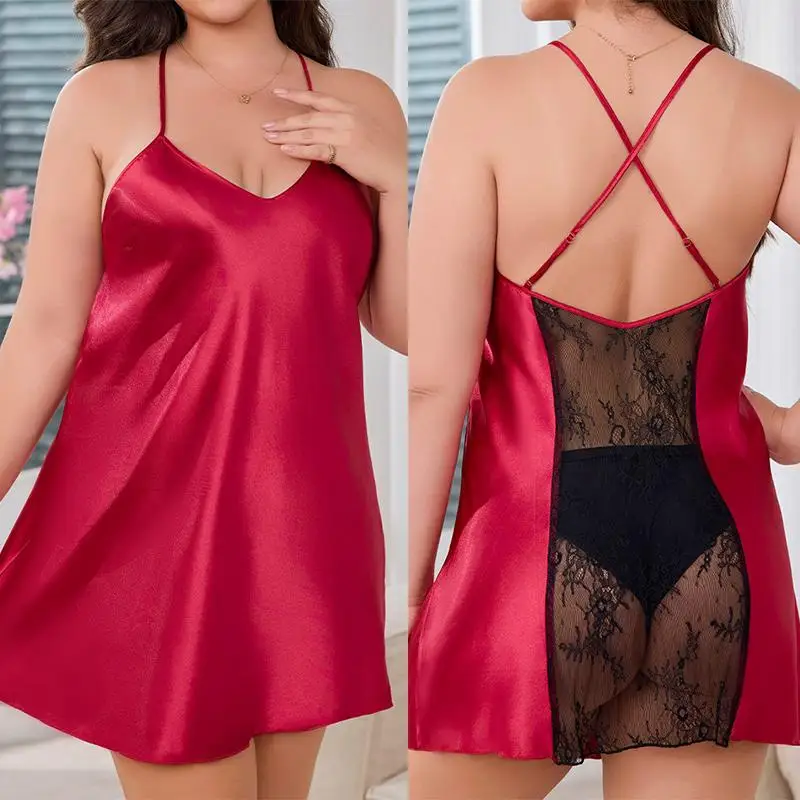 Backless Lingerie Sexy Lace Perspective Nightgown Spaghetti Strap Ice Silk Home Dressing Gown Women Rayon Sleepwear Loungewear
Backless Lingerie Sexy Lace Perspective Nightgown Spaghetti Strap Ice Silk Home Dressing Gown Women Rayon Sleepwear Loungewear