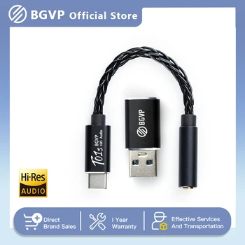 BGVP T01s Dac 디코딩 오디오 하이파이 이어폰 앰프, USB 타입 C, 2.5mm 3.5mm 4.4mm 잭 어댑터, 32 비트 디지털 디코더 AUX 컨버터