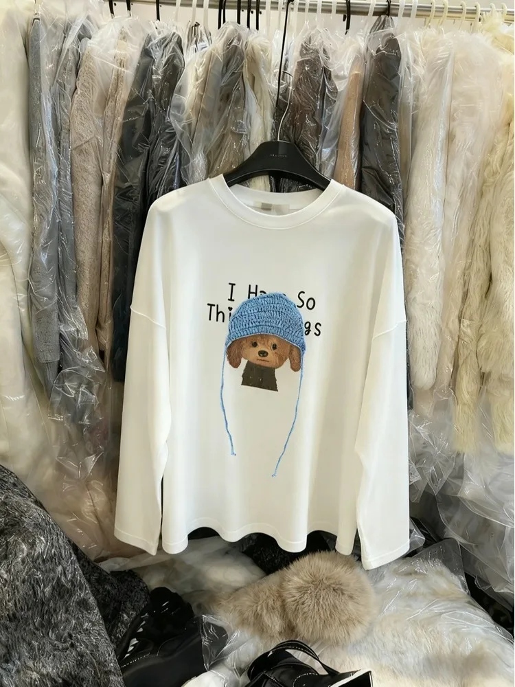 3D Cartoon Dog Long Sve T-irt Women Loose Pure Color Age-Defng Top with Hat Autumn Winter New Sle Dongda Gate
3D Cartoon Dog Long Sve T-irt Women Loose Pure Color Age-Defng Top with Hat Autumn Winter New Sle Dongda Gate