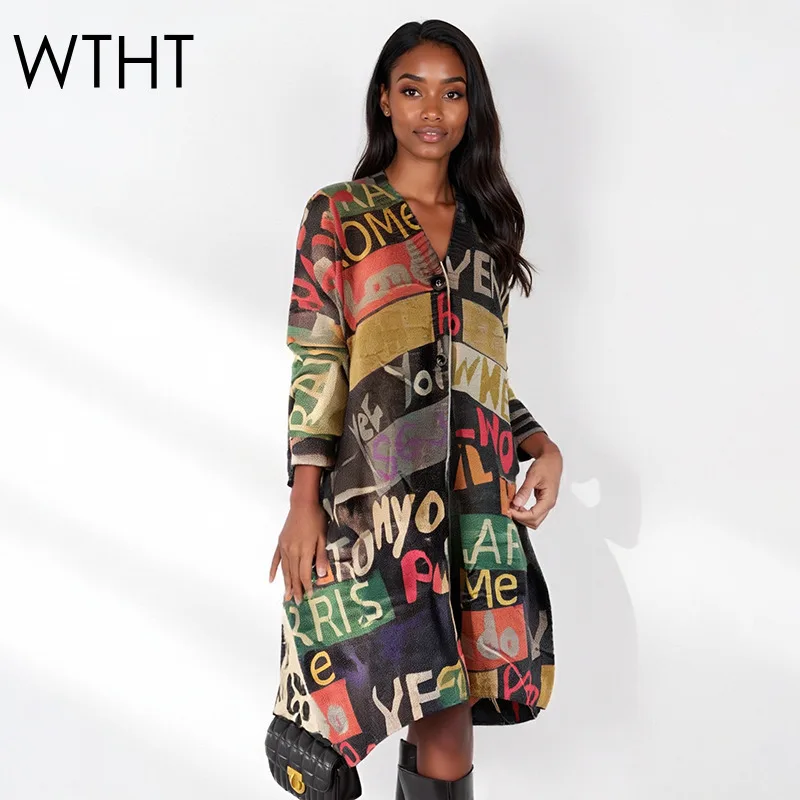WTHT Fashion Women's Letter Print Mid-length Knit Cardigan 2025 Autumn Trendy V-neck Long Sleeves Sweater Coat Female 1LS2420
WTHT Fashion Women's Letter Print Mid-length Knit Cardigan 2025 Autumn Trendy V-neck Long Sleeves Sweater Coat Female 1LS2420