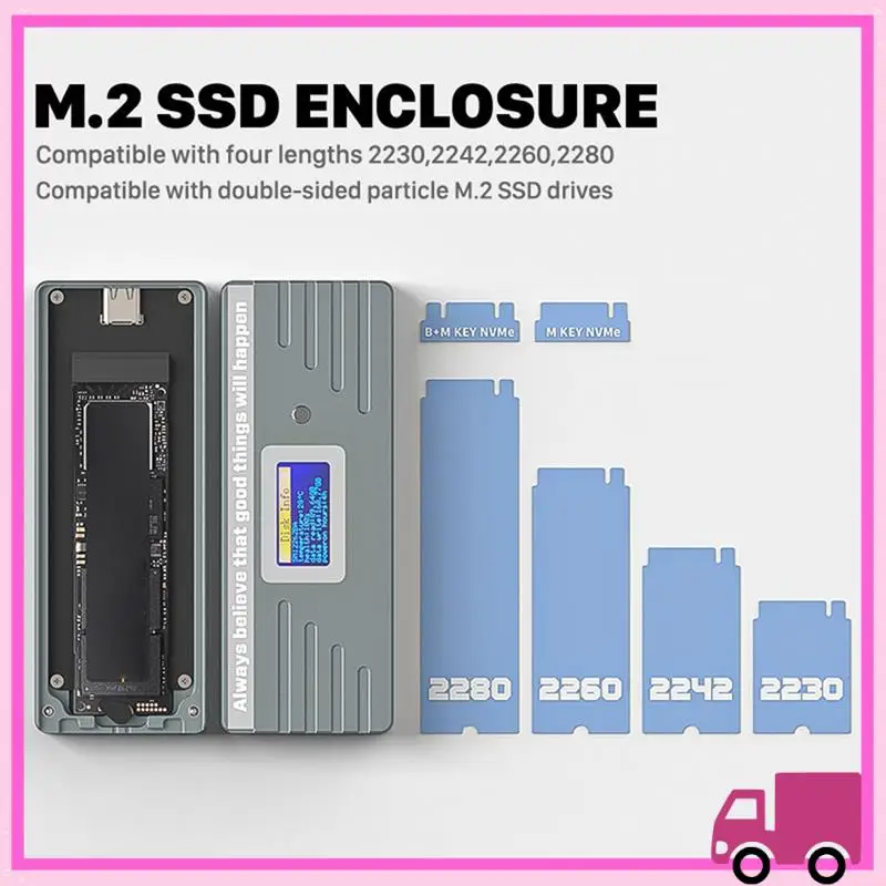 Compact Smart M.2 Nvme / SATA SSD Enclosure, USB 3.2 Gen 2 10Gbps, External M2 Adapter Case Support M-Key B +M Key UASP RTL9210
Compact Smart M.2 Nvme / SATA SSD Enclosure, USB 3.2 Gen 2 10Gbps, External M2 Adapter Case Support M-Key B +M Key UASP RTL9210