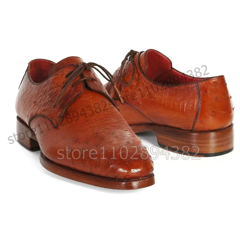 Brown Ostrich Pattern Square Toe Strappy Men Derby Shoes Fashion Lace up Men Shoes Luxury Handmade Party Banquet Men Dress Shoes
Brown Ostrich Pattern Square Toe Strappy Men Derby Shoes Fashion Lace up Men Shoes Luxury Handmade Party Banquet Men Dress Shoes