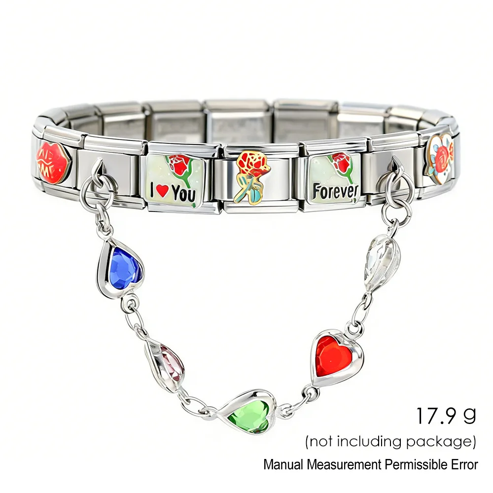 New Syle Italian Moldle Stainless Steel Bracelet with Love Heart Flower Charms Pack for Woman Holiday Gift DIY Making Jewelry
New Syle Italian Moldle Stainless Steel Bracelet with Love Heart Flower Charms Pack for Woman Holiday Gift DIY Making Jewelry