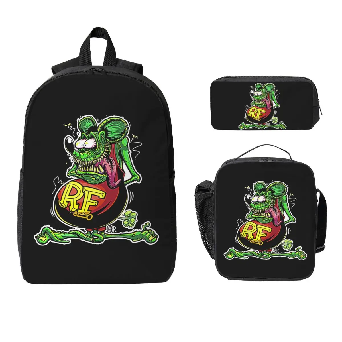 Bootleg Rat Fink Backpack Boys Girls BookBag School Bag Laptop Shoulder Bags 3ps Insulated Lunch Bag Pencil Case
Bootleg Rat Fink Backpack Boys Girls BookBag School Bag Laptop Shoulder Bags 3ps Insulated Lunch Bag Pencil Case