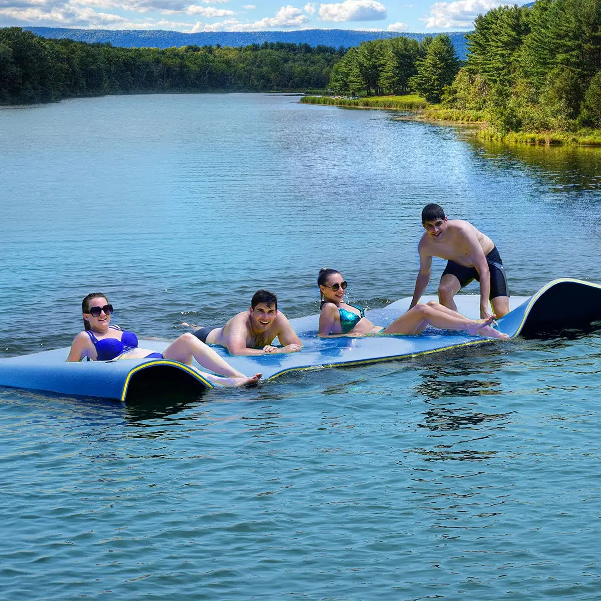 12x6ft 3-Layer Tear-Resistant XPE Foam Floating Water Mat, Mooring Device & Hook-Loop Roll-Up Straps, Custom
12x6ft 3-Layer Tear-Resistant XPE Foam Floating Water Mat, Mooring Device & Hook-Loop Roll-Up Straps, Custom