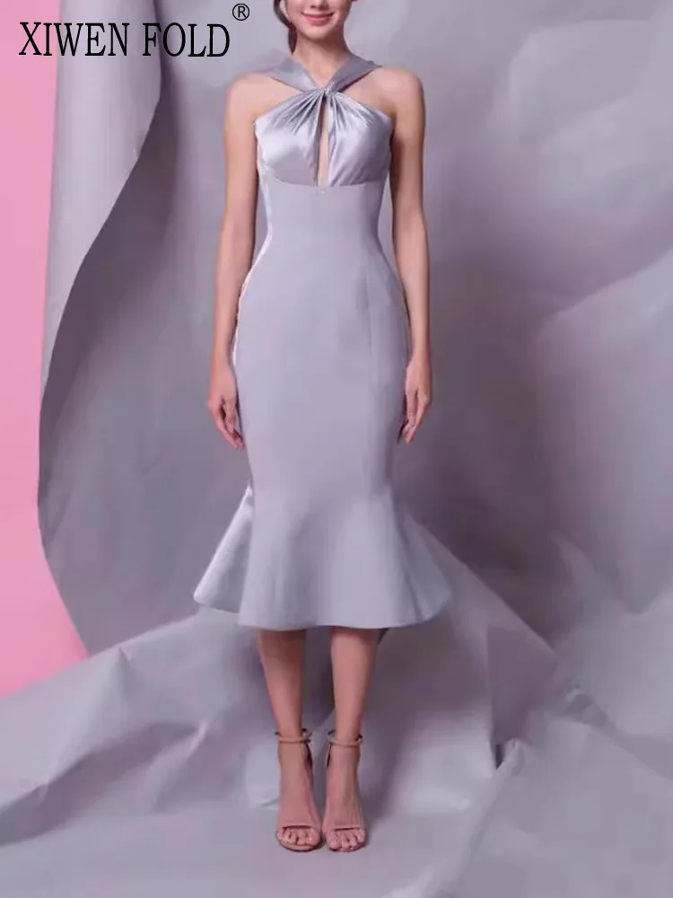XIWEN-Women's Fishtail Split Patchwork Sleeveless High Waist A-Line Dress, Elegant Chic Design, Monochromatic, New Autumn XF2158
XIWEN-Women's Fishtail Split Patchwork Sleeveless High Waist A-Line Dress, Elegant Chic Design, Monochromatic, New Autumn XF2158