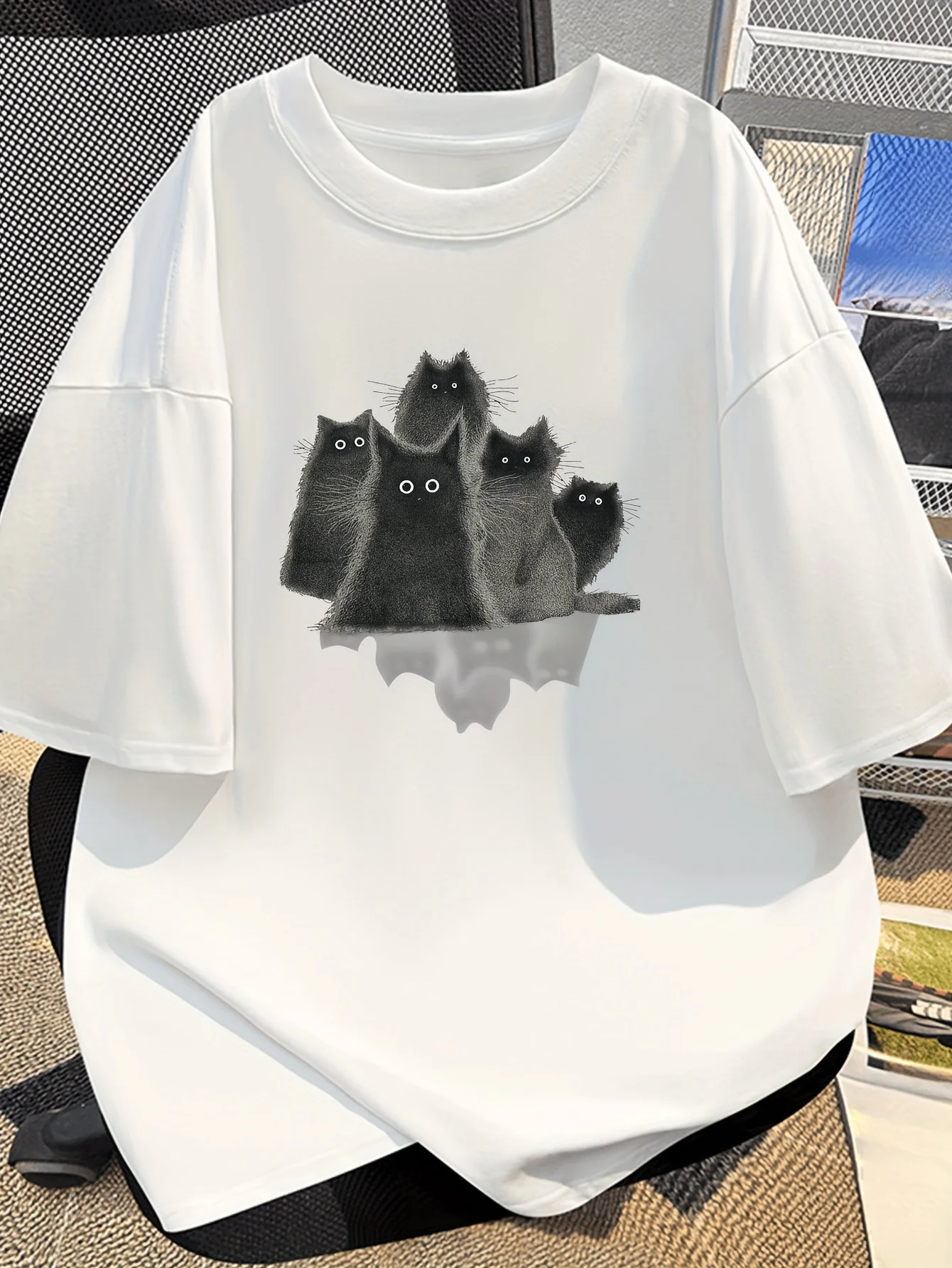 Cartoon Black Cat Graphic Printing Summer Autumn Winter Pure Cotton Casual and Comfortable Men's and Women's T-shirts 
Cartoon Black Cat Graphic Printing Summer Autumn Winter Pure Cotton Casual and Comfortable Men's and Women's T-shirts