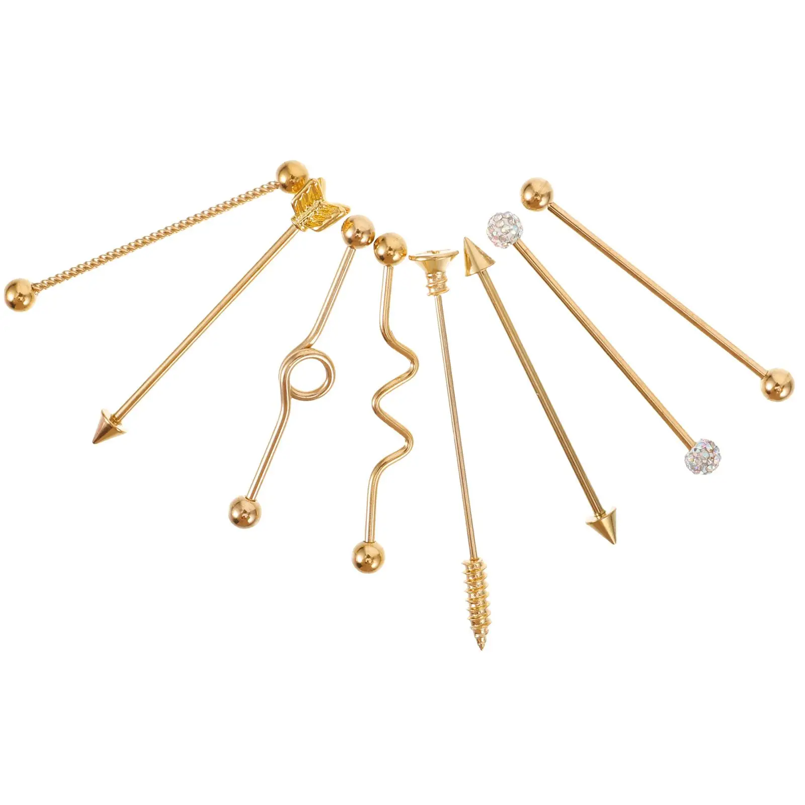 8 Pcs Ear Studs Industrial Barbell Earring European and American Arrows Screw Jewelry Piercing
8 Pcs Ear Studs Industrial Barbell Earring European and American Arrows Screw Jewelry Piercing