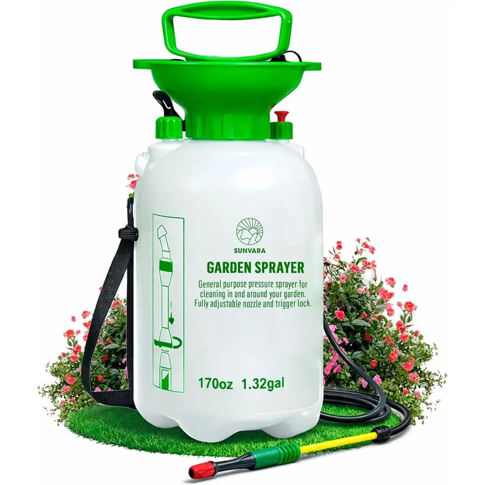 1.3 Gallon Pump Sprayer (5L) – Lawn and Garden Sprayer with Adjustable Nozzle & Shoulder Strap – for Watering Plants, Weeds, Fer
1.3 Gallon Pump Sprayer (5L) – Lawn and Garden Sprayer with Adjustable Nozzle & Shoulder Strap – for Watering Plants, Weeds, Fer