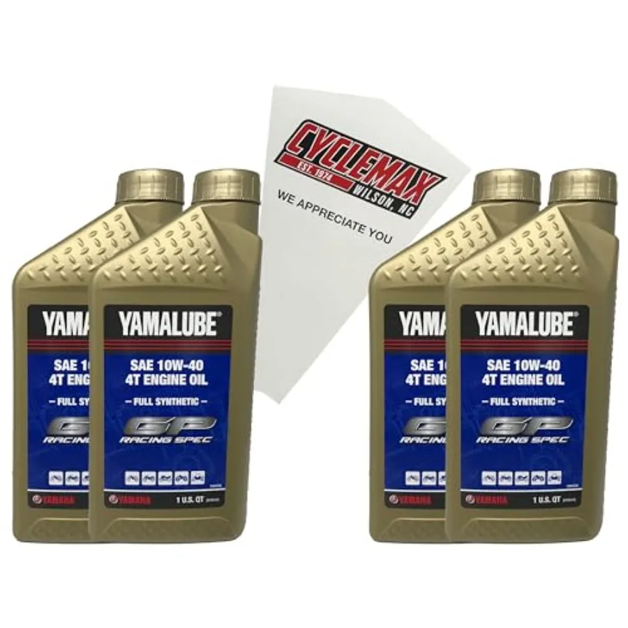 Четыре упаковки, совместимые с 4-тактным гоночным моторным маслом Yamalube Full Synthetic 10W-40 LUB-RS4GP-FS-12 содержит четырех кварт и
Четыре упаковки, совместимые с 4-тактным гоночным моторным маслом Yamalube Full Synthetic 10W-40 LUB-RS4GP-FS-12 содержит четырех кварт и