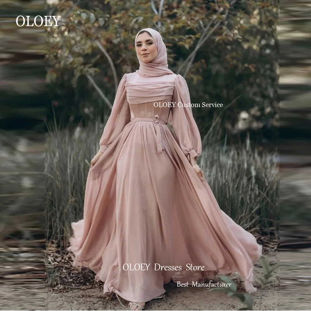 OLOEY Modest Silk Chiffon Muslim Arabic Women Evening Dresses High Neck Puff Long Sleeves Women Formal Prom Gowns Occasion
OLOEY Modest Silk Chiffon Muslim Arabic Women Evening Dresses High Neck Puff Long Sleeves Women Formal Prom Gowns Occasion