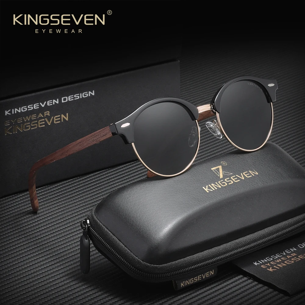 KINGSEVEN Vintage Walnut Wooden Sunglasses For Men Women Driving Causal Eyewear Polarized UV400 Round Glasses
KINGSEVEN Vintage Walnut Wooden Sunglasses For Men Women Driving Causal Eyewear Polarized UV400 Round Glasses