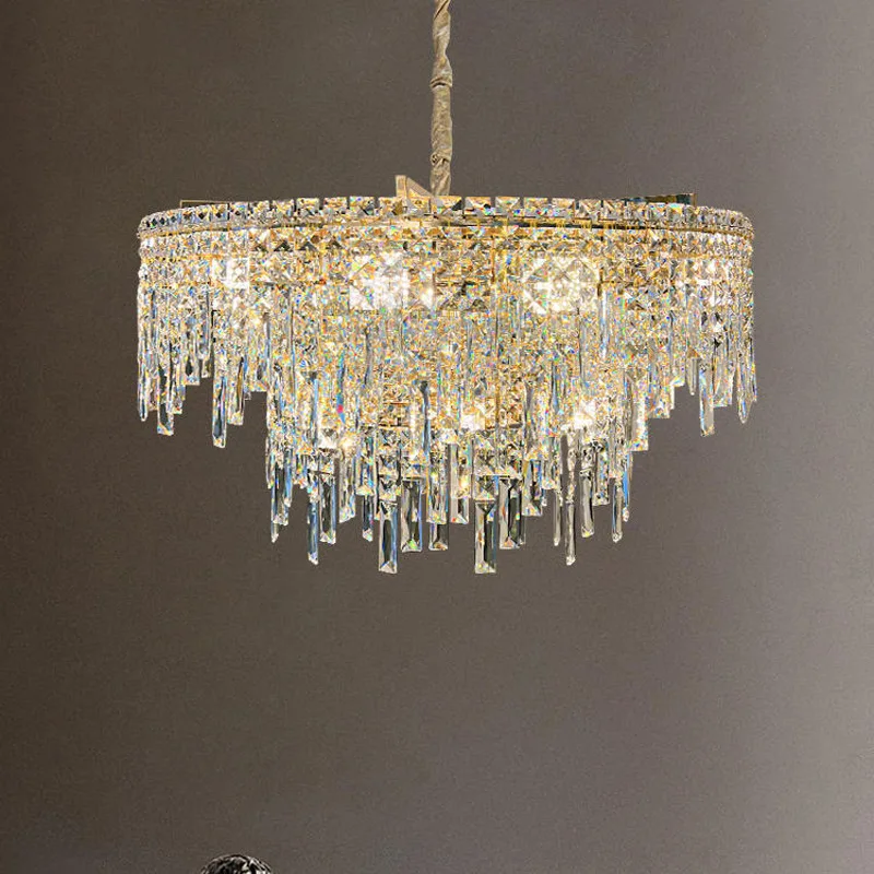 New Design Creative Golden Round Bedroom Living Room Dining Room Chandelier Dining Table Oval Clean Crystal Luxury Chandelier
New Design Creative Golden Round Bedroom Living Room Dining Room Chandelier Dining Table Oval Clean Crystal Luxury Chandelier