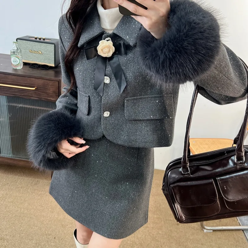 High Quality Fashion Winter Clothes 2 Piece Sets Women Korean Sweet Jacket Coats + Skirt Suits Light Luxury Two Piece Outfits
High Quality Fashion Winter Clothes 2 Piece Sets Women Korean Sweet Jacket Coats + Skirt Suits Light Luxury Two Piece Outfits