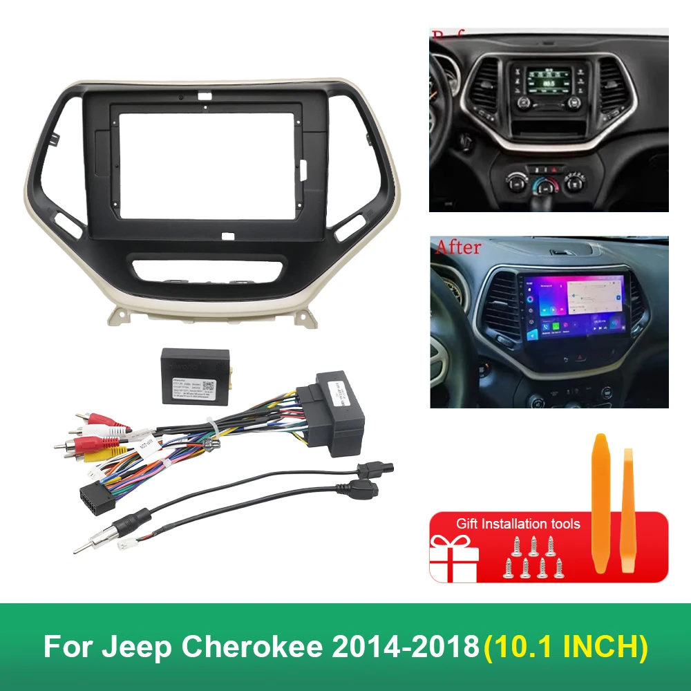 10.1 inch 25.654cm Car Frame Fascia Adapter Canbus Box Decoder For Jeep Cherokee 2014-2018 Android Radio Dash Fitting Panel Kit
10.1 inch 25.654cm Car Frame Fascia Adapter Canbus Box Decoder For Jeep Cherokee 2014-2018 Android Radio Dash Fitting Panel Kit