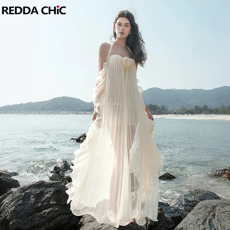 REDDACHiC Chiffon Layering Women Lace Bodycon Sexy Scarf Bandeau Open Back Ruffle Pleated Maxi One-piece Evening Summer Clothes
REDDACHiC Chiffon Layering Women Lace Bodycon Sexy Scarf Bandeau Open Back Ruffle Pleated Maxi One-piece Evening Summer Clothes