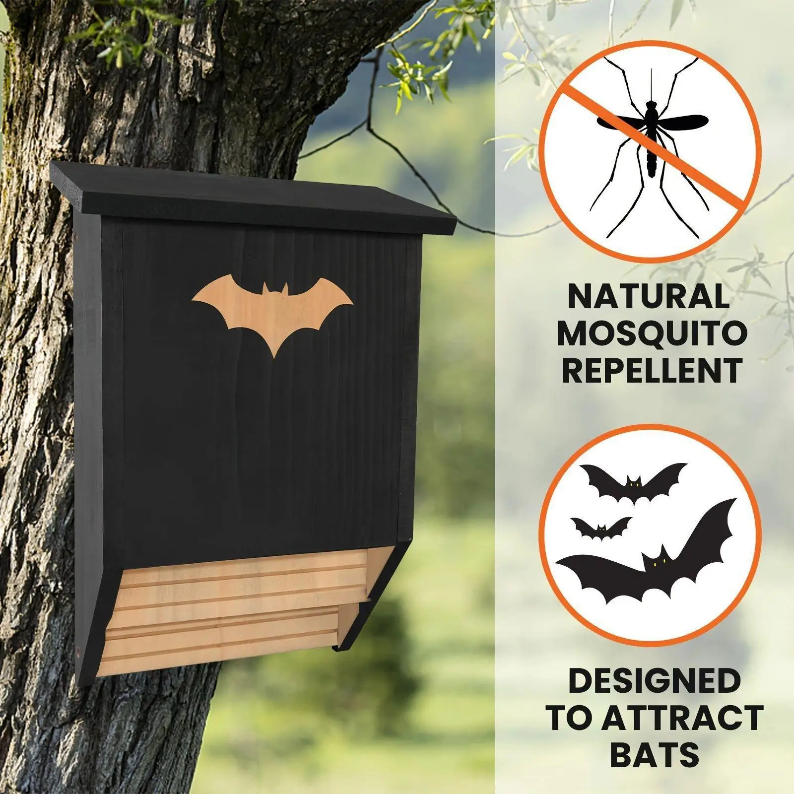Wooden Bat House Weatherproof Stable Tree Hanging Easy to Install Accommodate 75 Bats for Outside Backyard Yard Garden Decor
Wooden Bat House Weatherproof Stable Tree Hanging Easy to Install Accommodate 75 Bats for Outside Backyard Yard Garden Decor