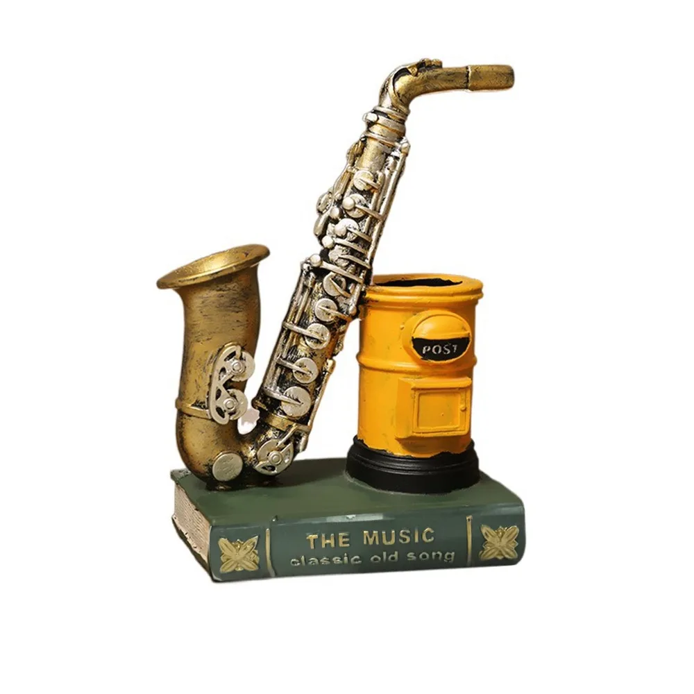 Creative American Style Saxophone Ornaments Retro Decorative Violin Storage Holder Handicraft Resin Pen Holder Home Decor 
Creative American Style Saxophone Ornaments Retro Decorative Violin Storage Holder Handicraft Resin Pen Holder Home Decor
