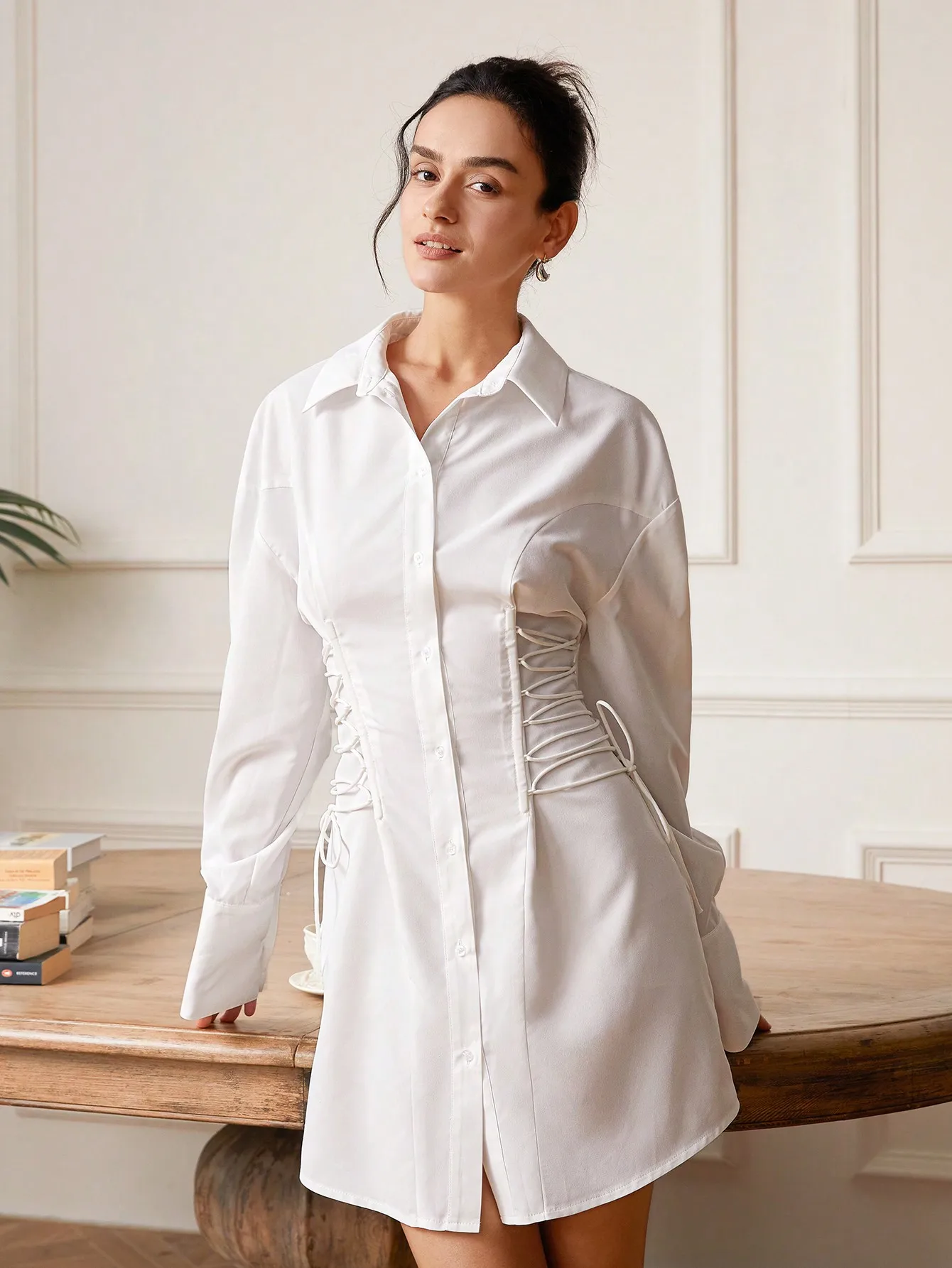 AEL Lace up Ruched Shirt Dress For Women Lapel Long Sleeve High Waist Mini Dresses Female Fashion New Clothing 2024
AEL Lace up Ruched Shirt Dress For Women Lapel Long Sleeve High Waist Mini Dresses Female Fashion New Clothing 2024