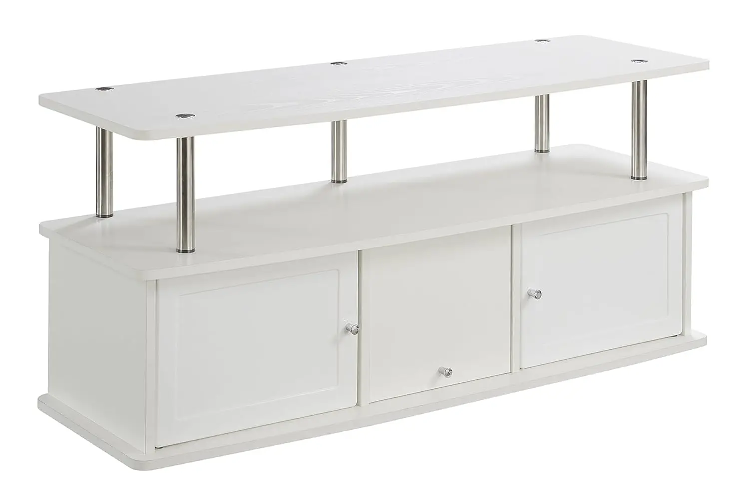 55 inch TV Stand with 3 Storage Cabinets and Shelf, White, Customized
55 inch TV Stand with 3 Storage Cabinets and Shelf, White, Customized