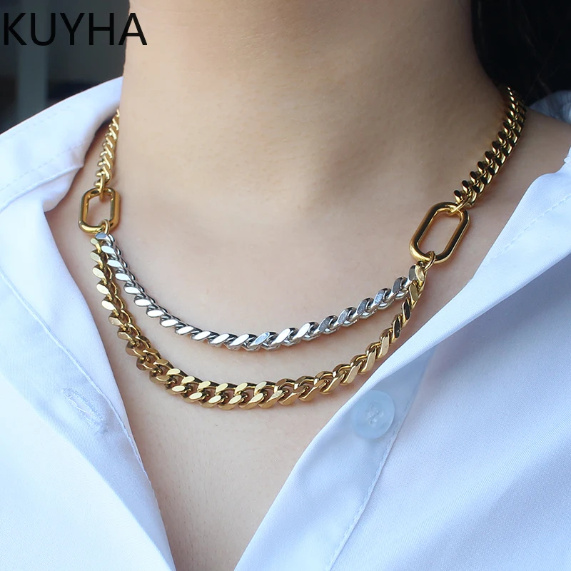 Unisex Fashion Design Double Necklaces 316L Stainless Steel Gold Silver mix color Necklace Collar Jewelry Gifts New 2025
Unisex Fashion Design Double Necklaces 316L Stainless Steel Gold Silver mix color Necklace Collar Jewelry Gifts New 2025