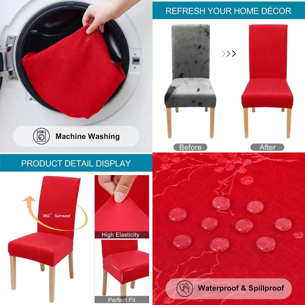 Velvet Stretch Dining Chairs Set of 4 and 60x84 Inch Red Tablecloth
Velvet Stretch Dining Chairs Set of 4 and 60x84 Inch Red Tablecloth