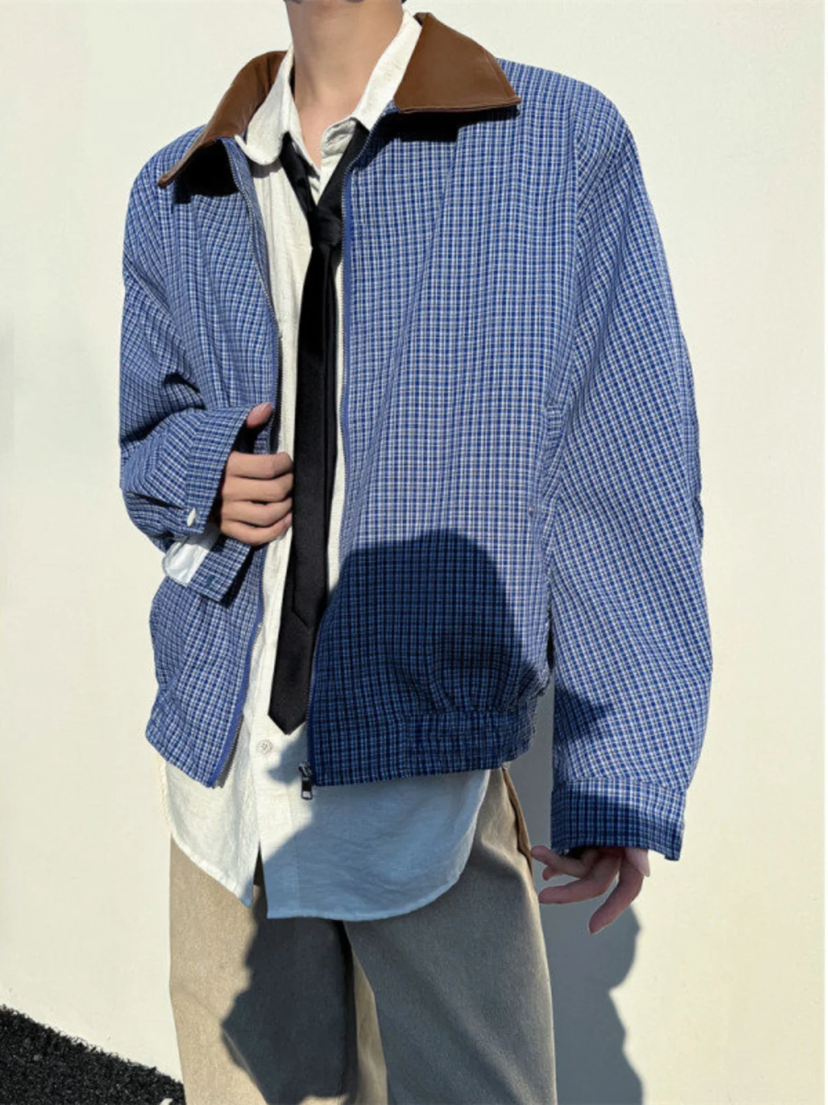 Cleanfit Plaid ort Jaet Men's High-End Sensation American Retro Patchwork Leather Collar Spring Autumn Coat
Cleanfit Plaid ort Jaet Men's High-End Sensation American Retro Patchwork Leather Collar Spring Autumn Coat