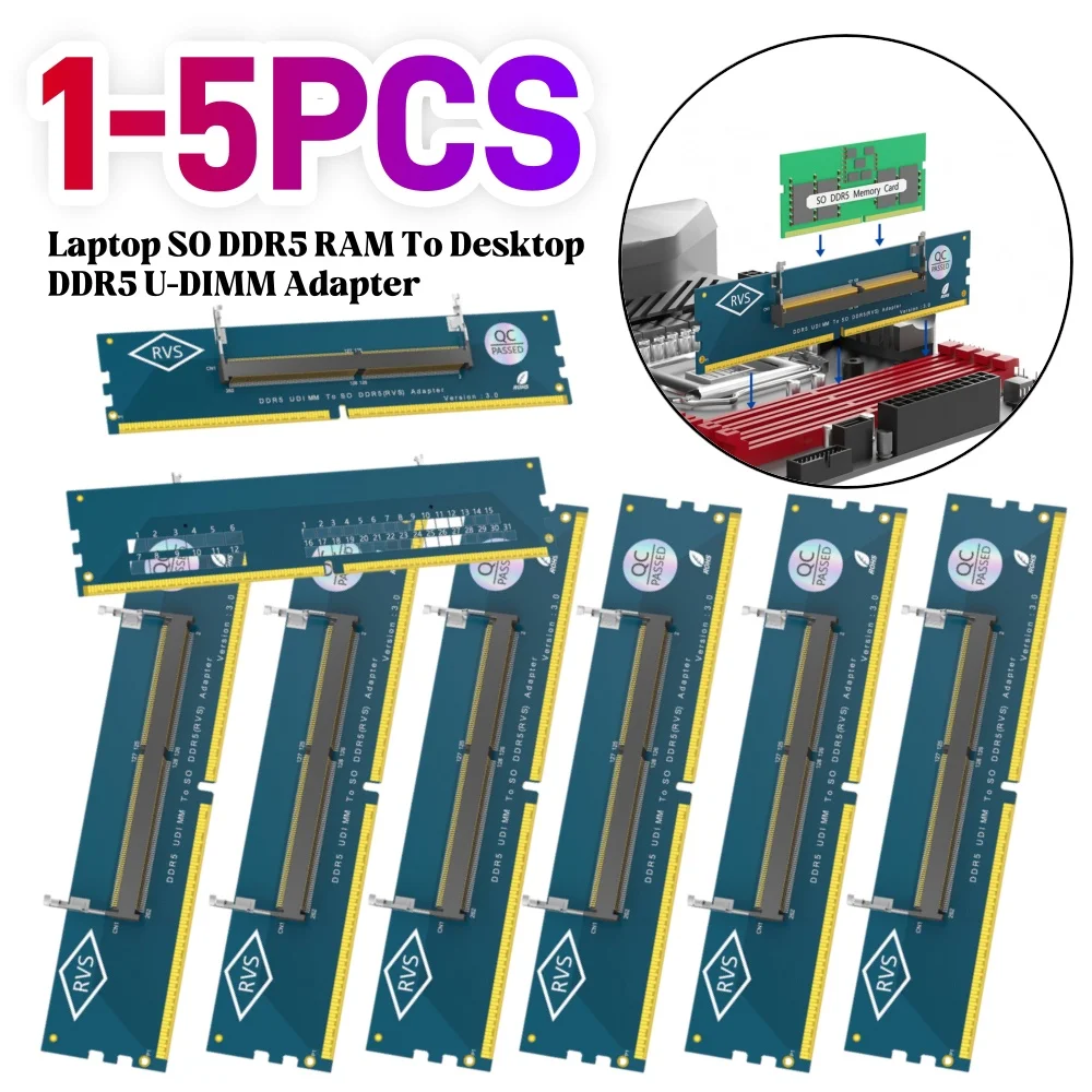1-5pcs Laptop SO DDR5 RAM To Desktop DDR5 U-DIMM Adapter Memory Card Converter Laptop To Desktop SO-DIMM To PC DIMM Card