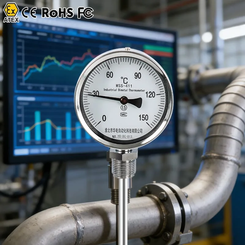 Bimetal Trice Industrial With Probe Dial Face Pipe Dial Surface
Bimetal Trice Industrial With Probe Dial Face Pipe Dial Surface
