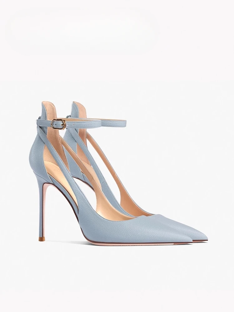 Summer New Women's Sandals Light Blue Fashionable One Line Buckle with Pointed High Heels
Summer New Women's Sandals Light Blue Fashionable One Line Buckle with Pointed High Heels