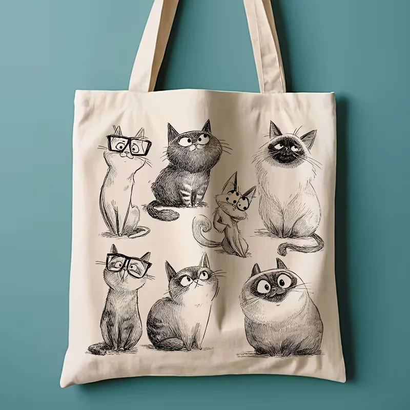 Cute Cat Illustration Canvas Tote Bag Grocery Bags Stylish Reusable Shopping Bag for Daily Use Gifts, Commuting, Beach Travel
Cute Cat Illustration Canvas Tote Bag Grocery Bags Stylish Reusable Shopping Bag for Daily Use Gifts, Commuting, Beach Travel