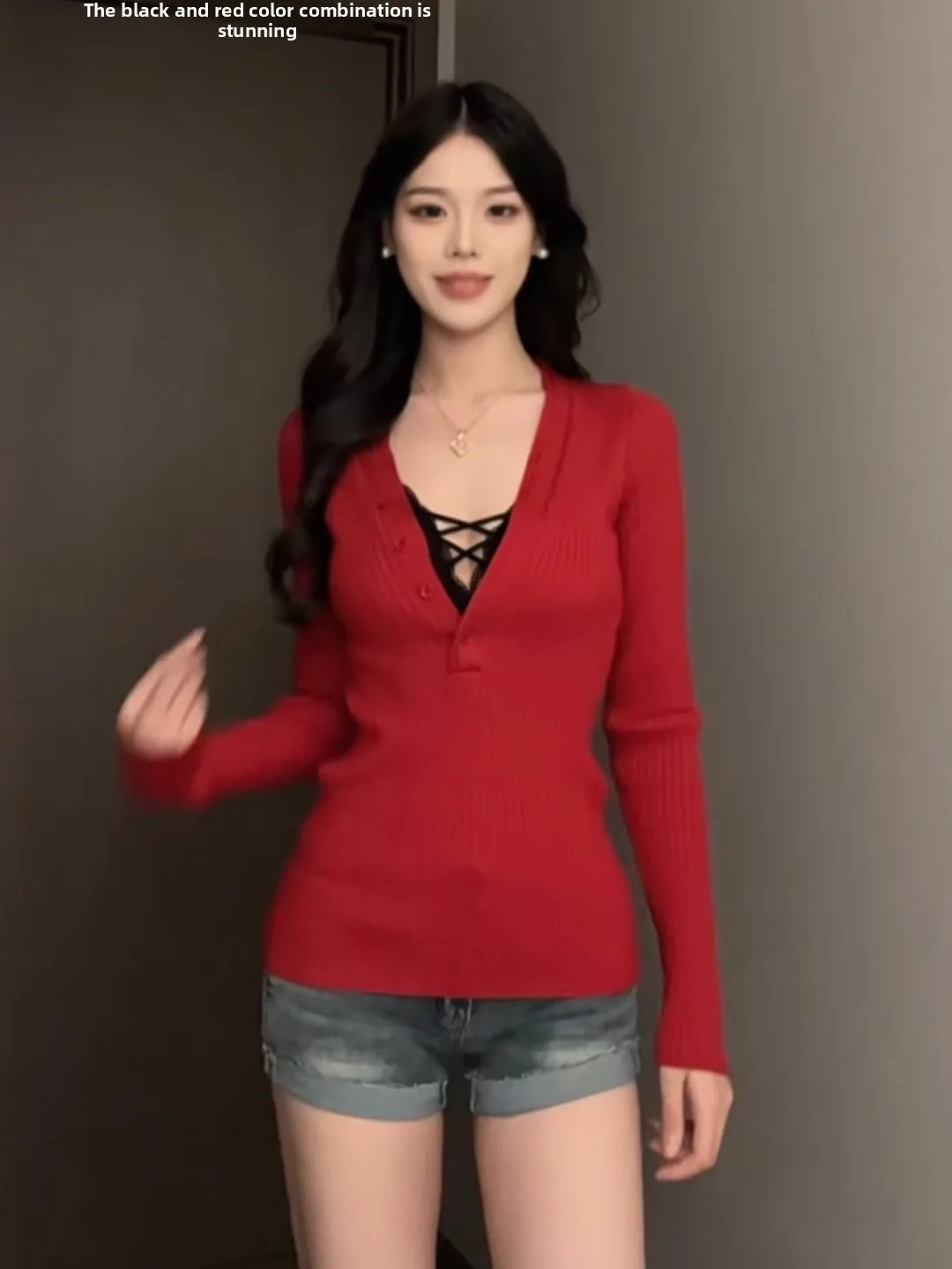 Retro Red V-Ne Knitted Sweater Slim Fit Waist Cinched Long Sve Top for Women Early Spring Inner Wear Sli Base Layer
Retro Red V-Ne Knitted Sweater Slim Fit Waist Cinched Long Sve Top for Women Early Spring Inner Wear Sli Base Layer