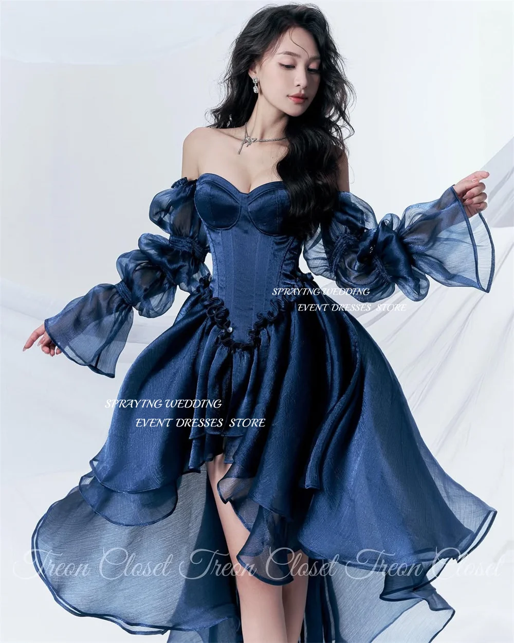 Sweetheart Puff Sleeves Birthday Party Dress A line Short Prom Dress SPRAYING Princess Deep Blue Mini Event Dress 2026
Sweetheart Puff Sleeves Birthday Party Dress A line Short Prom Dress SPRAYING Princess Deep Blue Mini Event Dress 2026